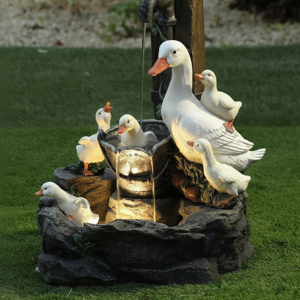 Solarbetriebene Gartenbrunnen-Vogelbad für den Außenbereich