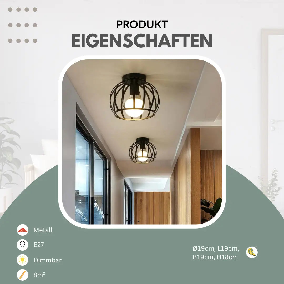 LuminArt – Industrial LED-Deckenleuchte Schwarz Wohnzimmer