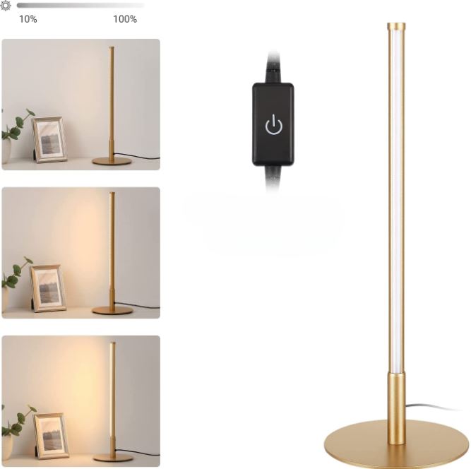 LustrousGold - Elegante goldene LED-Tischlampe