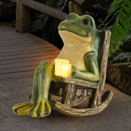 LumoFrog Deko Solarleuchte Frosch Figur LED Grün für Garten