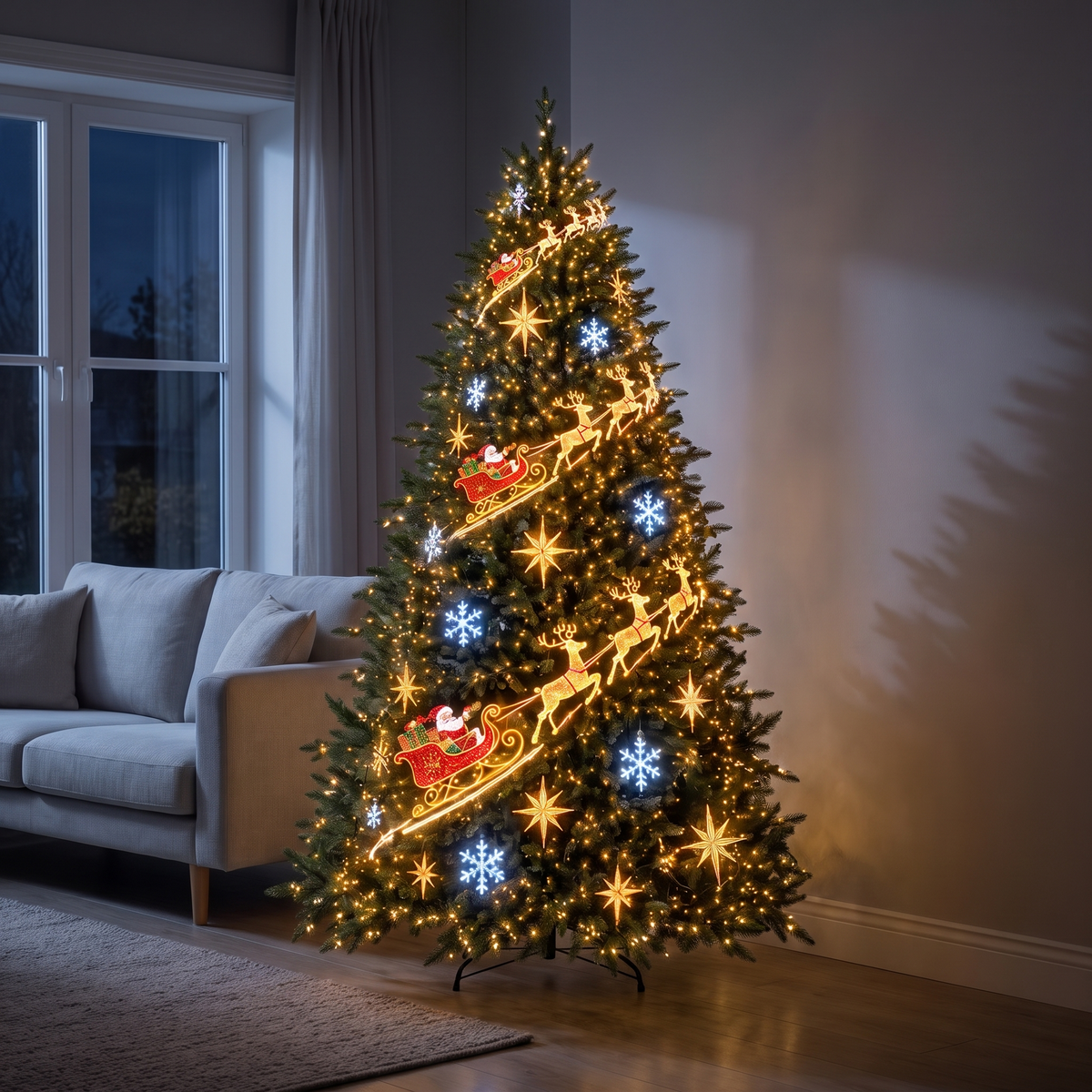 Smarte Weihnachtsbaum Lichterkette mit App, LED Pixel Lichtervorhang mit animierten Motiven