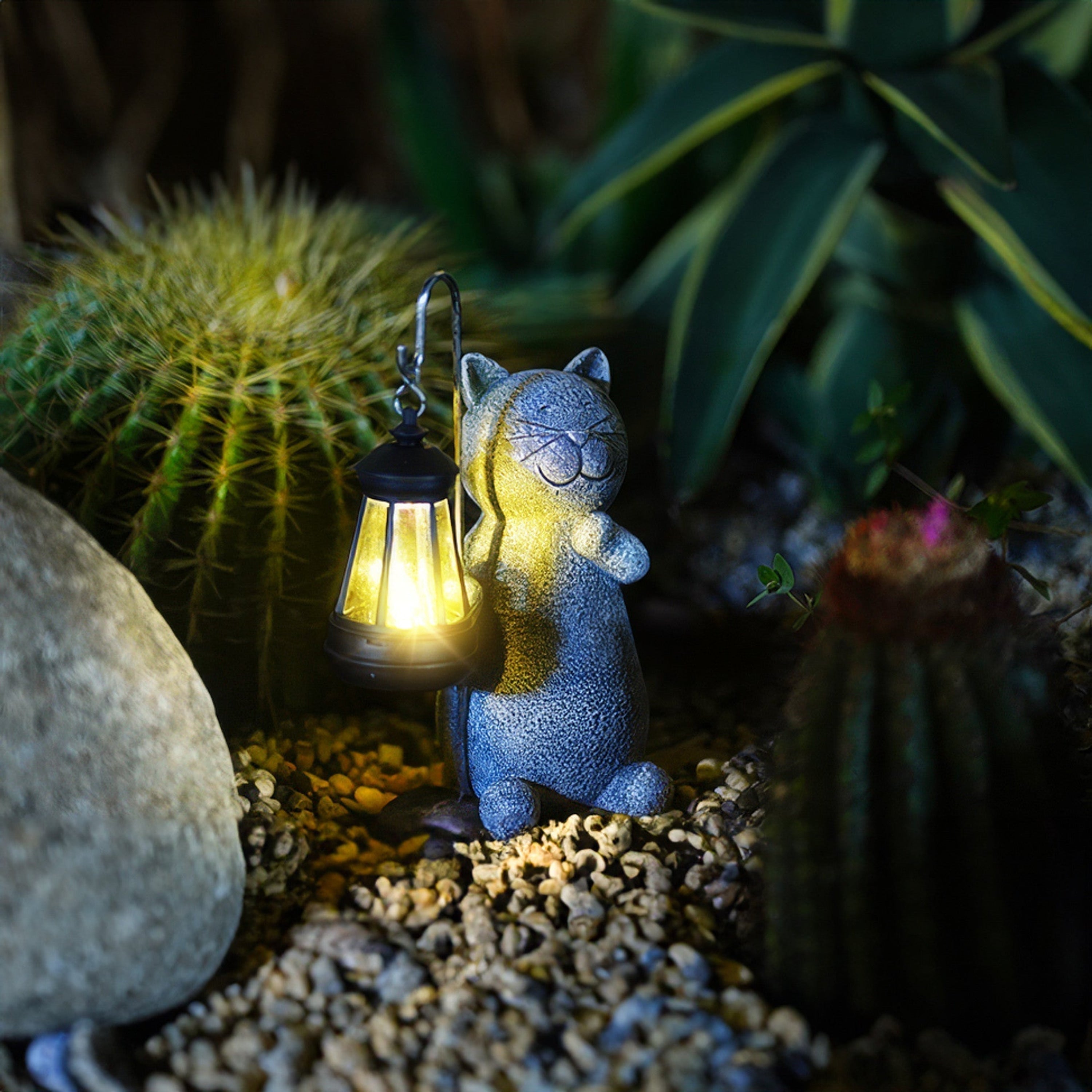 MiraKat Solar Deko Lampe – Katze, Warmlicht, Für Garten