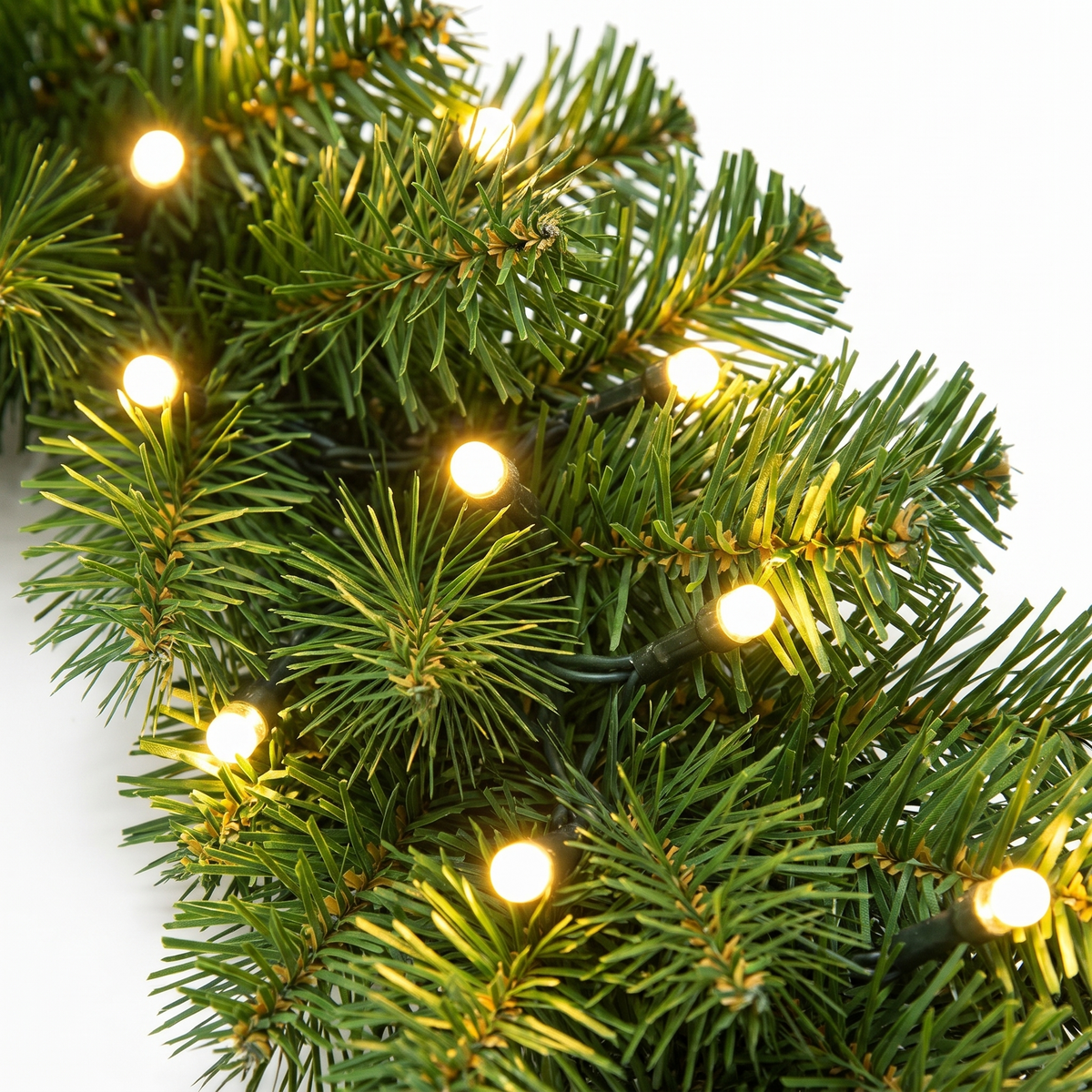 Tannengirlande mit Beleuchtung 10 m und 200 LEDs Warmweiß, für innen und außen