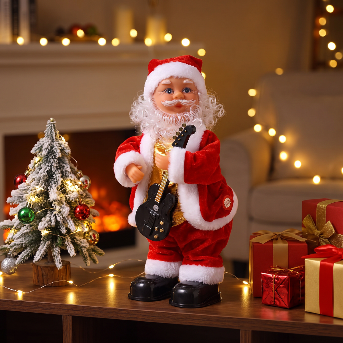 Tanzender Weihnachtsmann mit Musik, bewegliche Weihnachtsfigur 26 cm