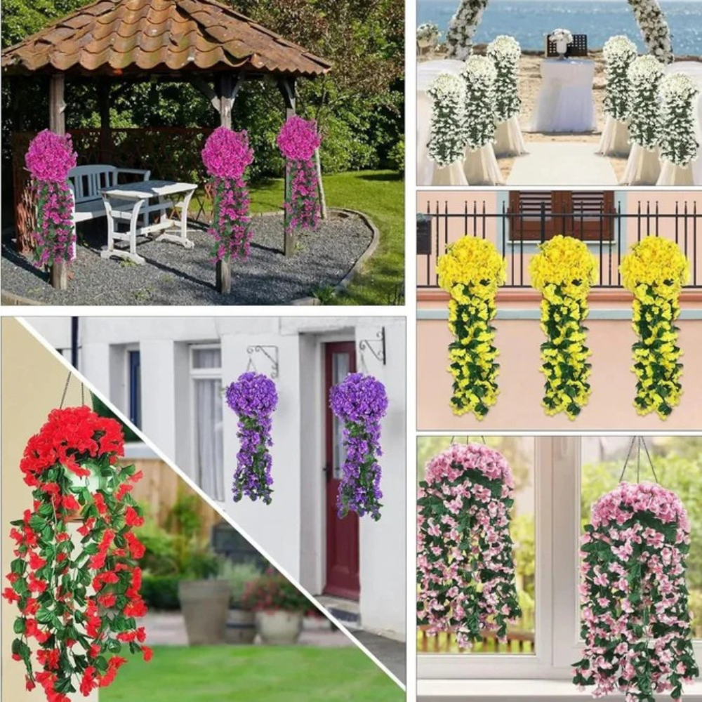 Künstliche Orchidee Cascade 90 cm aus Seidenstoff für Innen- und Außenbereich pflegeleicht