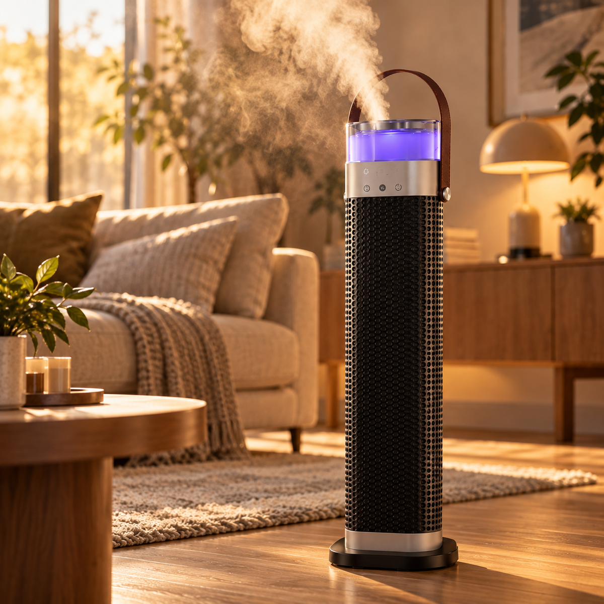 Turmalin Pro Turmheizlüfter 2000W mit Touch-Display, Luftbefeuchter und Ambientelicht