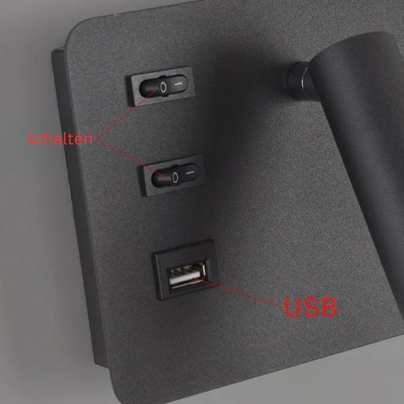 ShineNest - Moderne Wandlampe mit USB-Leselicht