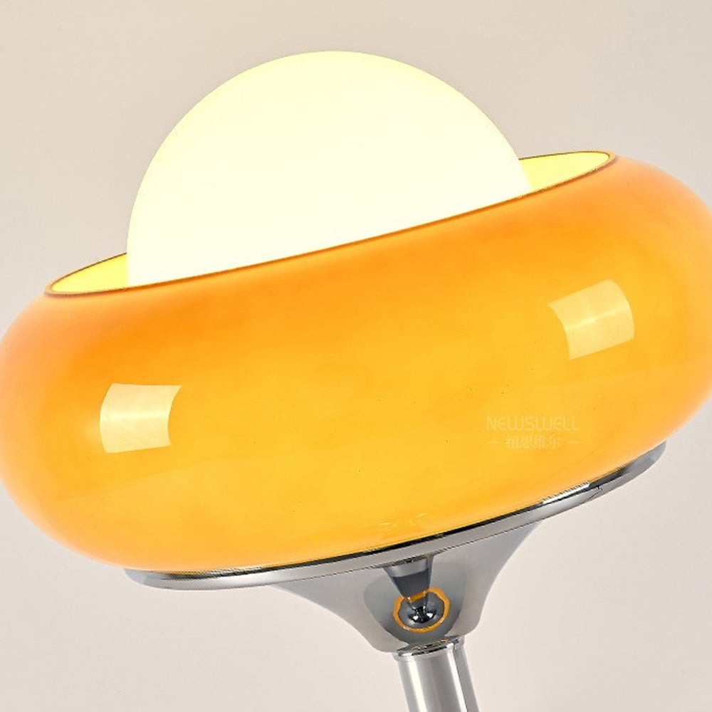 RetroGlow Bauhaus Tischlampe – Glas Gelb Warmlicht fürs Wohnzimmer