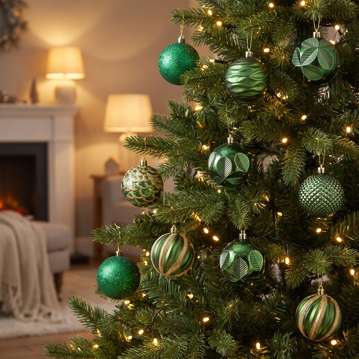 Weihnachtskugeln Set 24 teilig, bruchsichere Christbaumkugeln 6 cm in fünf Farben