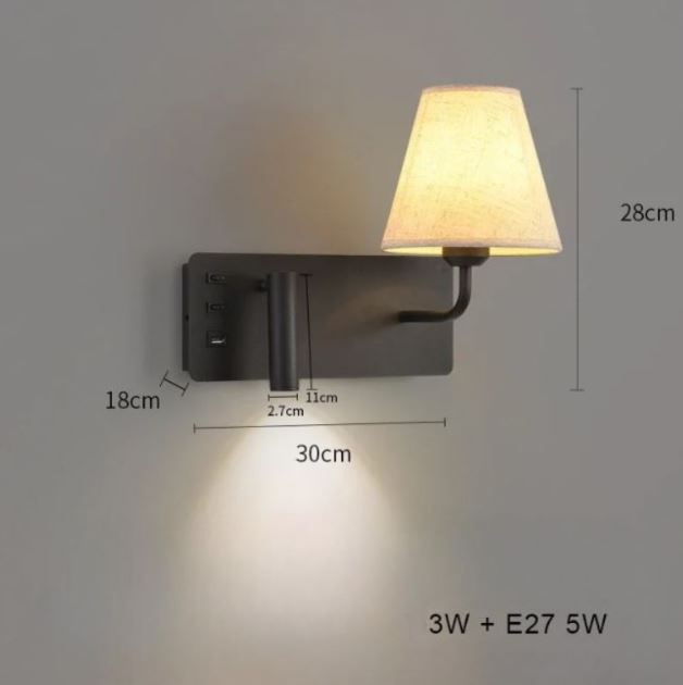 ShineNest - Moderne Wandlampe mit USB-Leselicht