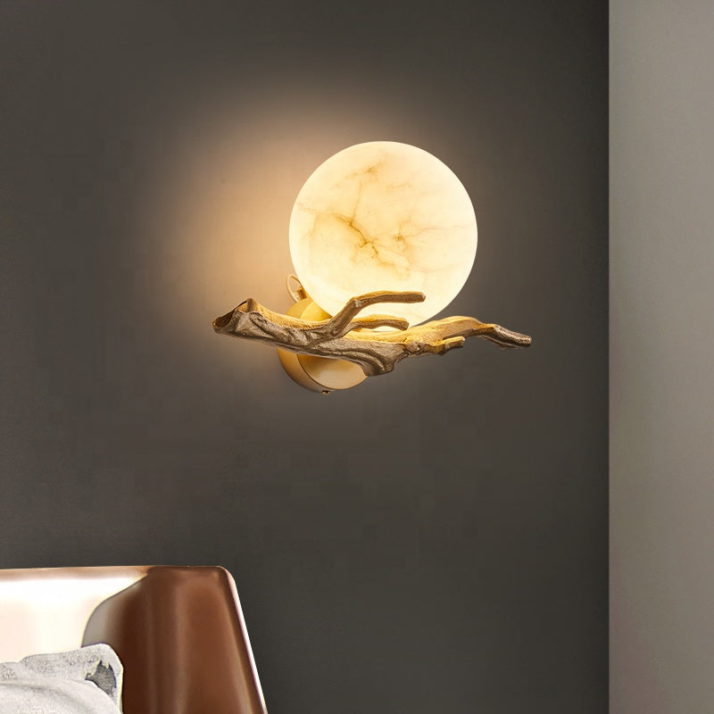 LuminaStone Kreative Marmor-Wandlampe – Modern Weiß Wohnzimmer